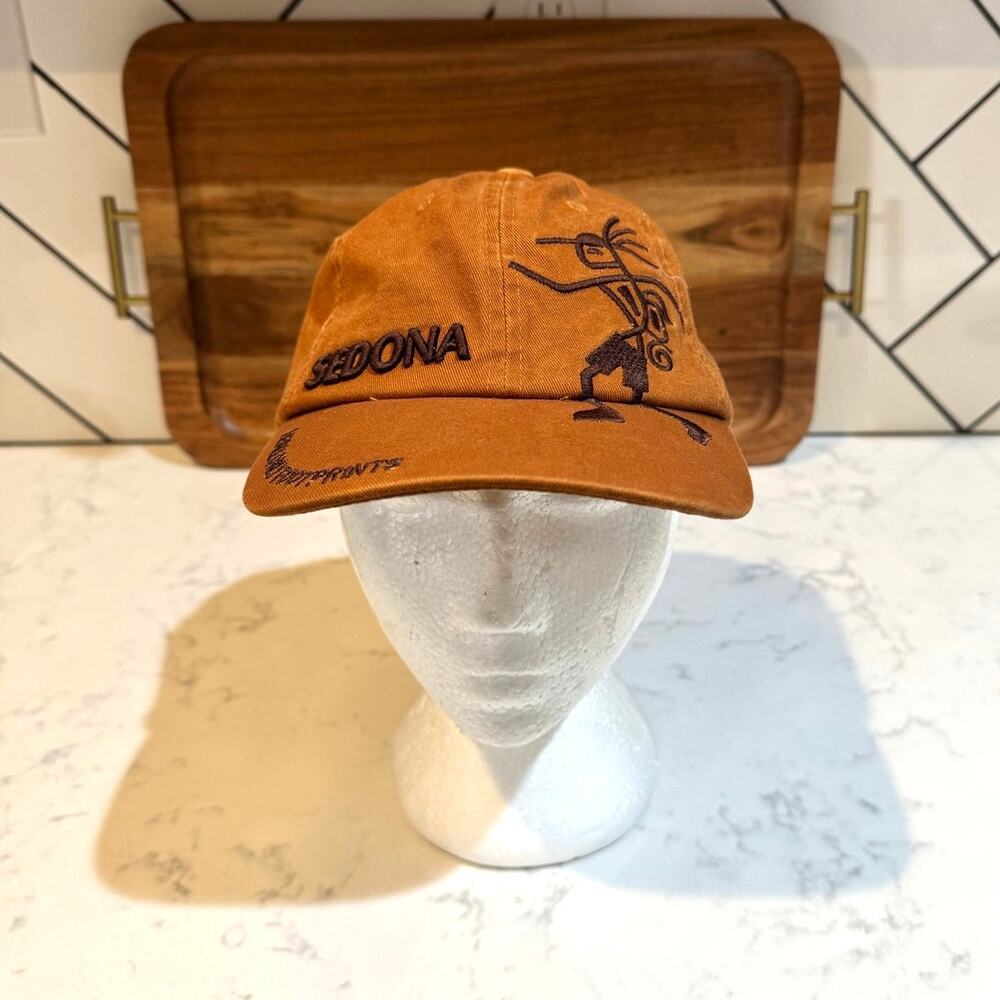 retro Sedona baseball cap petroglyph-style Kokopelli leave no footprints